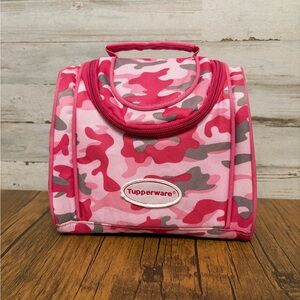 Tupperware Pink and Gray Camouflage Lunch Box Girls with Accessories